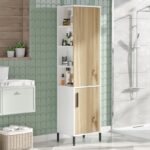 Ντουλάπι μπάνιου Vin άσπρο καρυδί μελαμίνη 45x35 5x173 6εκ ed3107