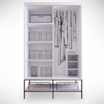 Ντουλάπα Martin συρόμενη άσπρη μαύρη χρυσή μελαμίνη 126x57x200cm ed3119 - Image 4