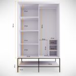 Ντουλάπα Martin συρόμενη άσπρη μαύρη χρυσή μελαμίνη 126x57x200cm ed3119 - Image 3