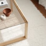 Τραπέζι σαλονιού Via φυσικό μασίφ ξύλο επιφάνεια γυαλί 85x55x40εκ ed3133 - Image 4