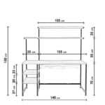 Γραφείο Adoro μελαμίνη μέταλλο 140x55x150cm ed3140 - Image 2