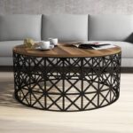 Τραπέζι σαλονιού Ferfor καρυδί μελαμίνη μεταλλικά πόδια 90x38x90εκ ed3156 - Image 5