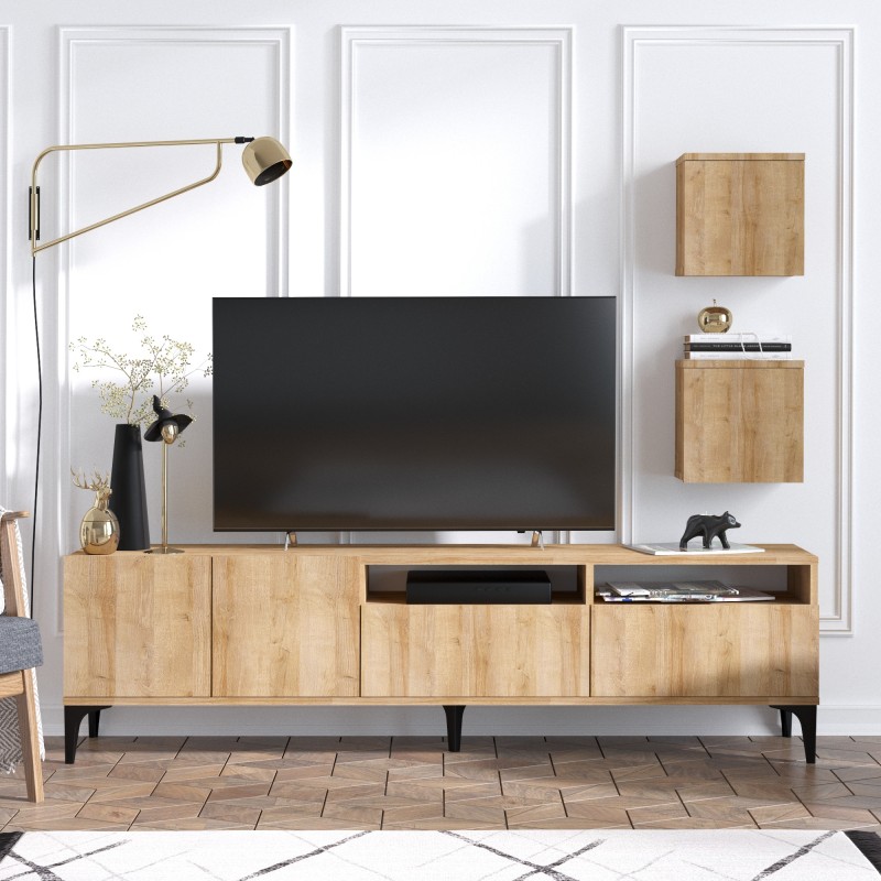 3180_0-800x800 Έπιπλο τηλεόρασης Eva oak χρώμα μοριοσανίδα 180x35x52cm ed3180 - Image 1