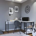 Γραφείo Doppio λευκό χρώμα μελαμίνη μέταλλο 140x60x72cm ed3185 - Image 5