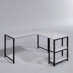 Γραφείo Doppio λευκό χρώμα μελαμίνη μέταλλο 140x60x72cm ed3185 - Image 4