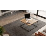 Τραπέζι σαλονιού Boral atlantic pine μελαμίνη μεταλλικός σκελετός 72x72x40εκ ed3202 - Image 4