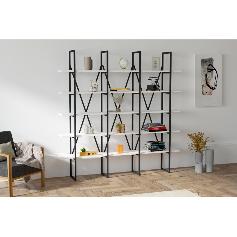 3218_0-800x800 Βιβλιοθήκη Beyler άσπρο μελαμίνη 160x26x160εκ ed3218 - Image 1