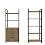 Βιβλιοθήκη Kayr καρυδί μελαμίνη μεταλλικά πόδια 70x40x180εκ ed3237 - Image 4