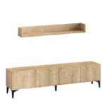 Έπιπλο τηλεόρασης Primo Sapphire Oak 180x35x50cm ed3241 - Image 3