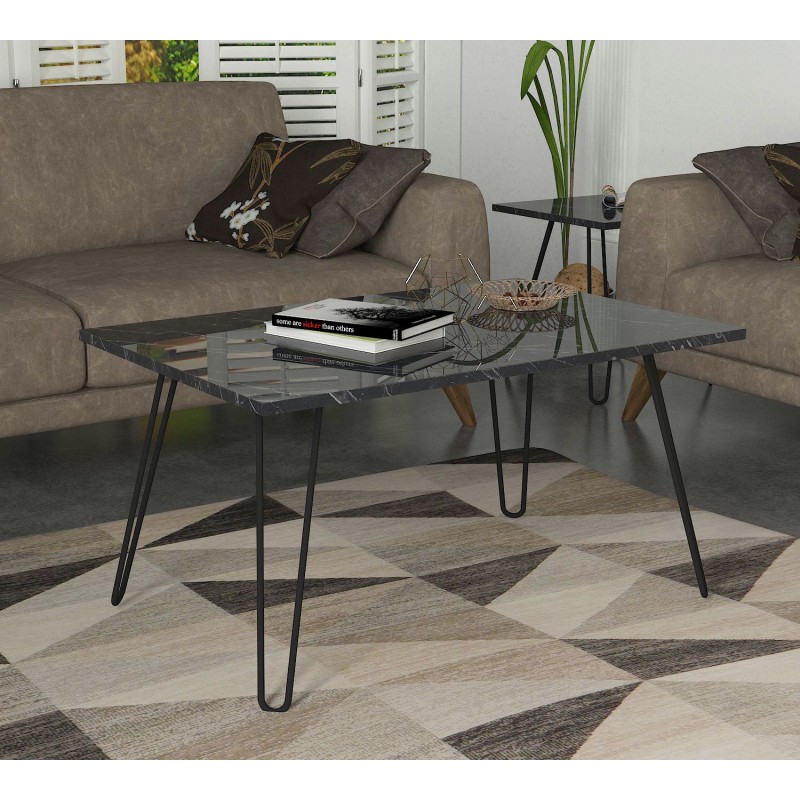 3248_0-800x800 Τραπέζι σαλονιού Deren μαύρο μάρμαρο μελαμίνη 90x60x46 8εκ ed3248 - Image 1