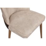 Σετ καρέκλες 2 τεμάχια Nova κρεμ καρυδί χρώμα ύφασμα ξύλο 50x49x90cm ed3252 - Image 3