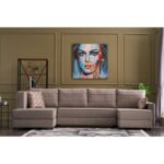 Γωνιακός καναπές Ece Panoramik κρεμ 315x160x88cm ed3253