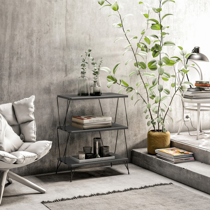 3258_0-800x800 Βοηθητικό τραπέζι σαλονιού Laza ανθρακί μελαμίνη 48x31x75cm ed3258 - Image 1