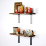 Ραφιέρα Lam καρυδί μαύρο ξύλο μεταλλική βάση 40x14x16εκ ed3259