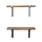 Ραφιέρα Lam καρυδί μαύρο ξύλο μεταλλική βάση 40x14x16εκ ed3259 - Image 4