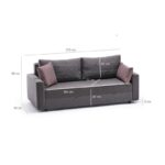 Καναπές τριθέσιος Ece καφέ 215x90x88cm ed3265 - Image 3