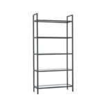 Βιβλιοθήκη Ram μαύρο μέταλλο επιφάνεια γυαλί 80x30x165εκ ed3273 - Image 4