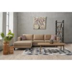 Γωνιακός καναπές Kale Left velvet κρεμ 258x181x83cm ed3299