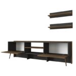 Έπιπλο TV Stabile χρώματος καρυδί ανθρακί 183 6x34 8x55 4cm ed3307 - Image 3