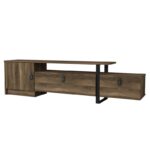 Έπιπλο τηλεόρασης Bergamo μελαμίνη καρυδί μαύρο 180x31 5x46 2cm ed331 - Image 5