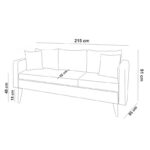 Σετ σαλονιού Sofia καναπέδες γκρι ύφασμα 215x81x94cm ed3326 - Image 3