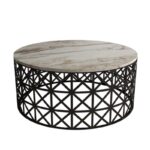 Τραπέζι σαλονιού Ferfor άσπρο μάρμαρο μελαμίνη μεταλλικά πόδια 90x38x90εκ ed3332 - Image 4