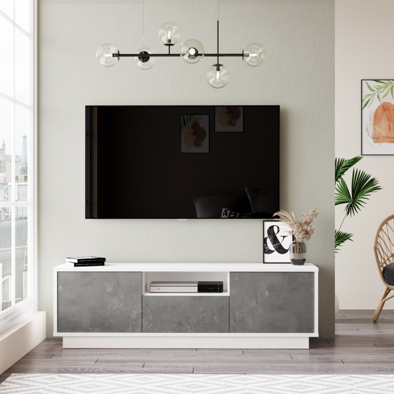 3357_0-800x800 Έπιπλο TV Liberous χρώματος ασημί λευκό 140x35 5x42 5cm ed3357 - Image 1