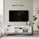 Έπιπλο TV Liberous χρώματος ασημί λευκό 140x35 5x42 5cm ed3357 - Image 5