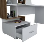 Γραφείο Cross λευκό καρυδί 120x60x73 8cm ed3387 - Image 4