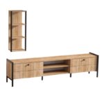 Έπιπλο τηλεόρασης Paola μελαμίνη oak μαύρη 180x34x45cm ed338 - Image 3