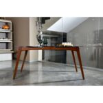 Τραπέζι Olio καρυδί χρώμα ξύλο γυαλί 160x80x75cm ed3396 - Image 5