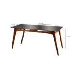 Τραπέζι Olio καρυδί χρώμα ξύλο γυαλί 160x80x75cm ed3396 - Image 2