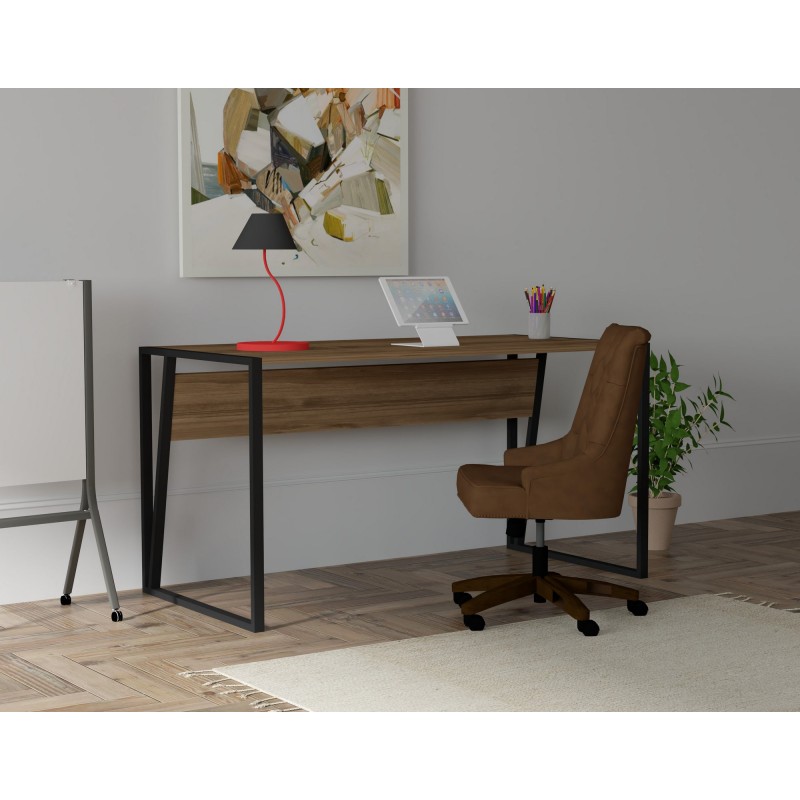 3404_0-800x800 Γραφείο Lettera καρυδί μαύρο χρώμα μέταλλο 140x70x74cm ed3404 - Image 1