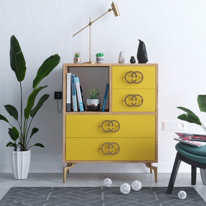 3437_0-800x800 Συρταριέρα Ραφιέρα Giallo 70x40x88 6cm μελαμίνη ed3437 - Image 1