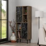 Βιβλιοθήκη Toro καρυδί μαύρο χρώμα μελαμίνη 50x29 6x135cm ed3444