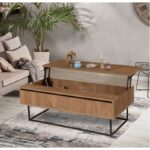 Τραπέζι σαλονιού Estrela καρυδί μελαμίνη μεταλλικός σκελετός 120x60x43εκ ed344