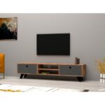 Έπιπλο TV Ventiduo χρώματος καρυδί ανθρακί 160x29 6x37cm ed3488