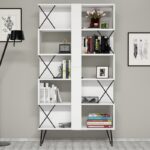 Set γραφείο και βιβλιοθήκη Mantallo λευκό χρώμα μελαμίνη 120x60x78 8cm ed3496 - Image 3