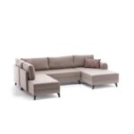 Γωνιακός καναπές Belen κρεμ χρώμα 300x202x78cm ed350 - Image 5