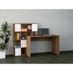 Γραφείο Appari λευκό καρυδί χρώμα μελαμίνη 164x60x120cm ed3518 - Image 4