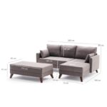 Γωνιακός καναπές Bella Mini Right καφέ χρώμα 205x85x81cm ed3531 - Image 3