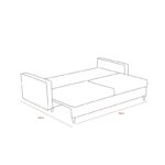 Καναπές κρεβάτι τριθέσιος Eva ανθρακί 210x90x82cm ed3538 - Image 2