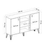 Μπουφέ Tono sapphire oak λευκό χρώμα μελαμίνη 140x40x96cm ed3557 - Image 2