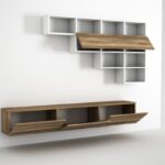 Έπιπλο τηλεόρασης Damla λευκό καρυδί χρώμα 180x29 5x29 5cm ed358 - Image 3