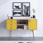 Κονσόλα Giallo μελαμίνη κίτρινη 120x40x80cm ed3632 - Image 4