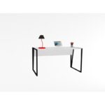 Γραφείο Lettera λευκό χρώμα μέταλλο 140x70x74cm ed3633 - Image 4