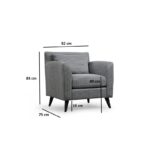 Πολυθρόνα Nordic μαύρο άσπρο χρώμα 82x75x83cm ed3645 - Image 2