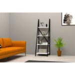 Ραφιέρα Passi άσπρο μαύρο μελαμίνη μεταλλικός σκελετός 50x44x150εκ ed3662