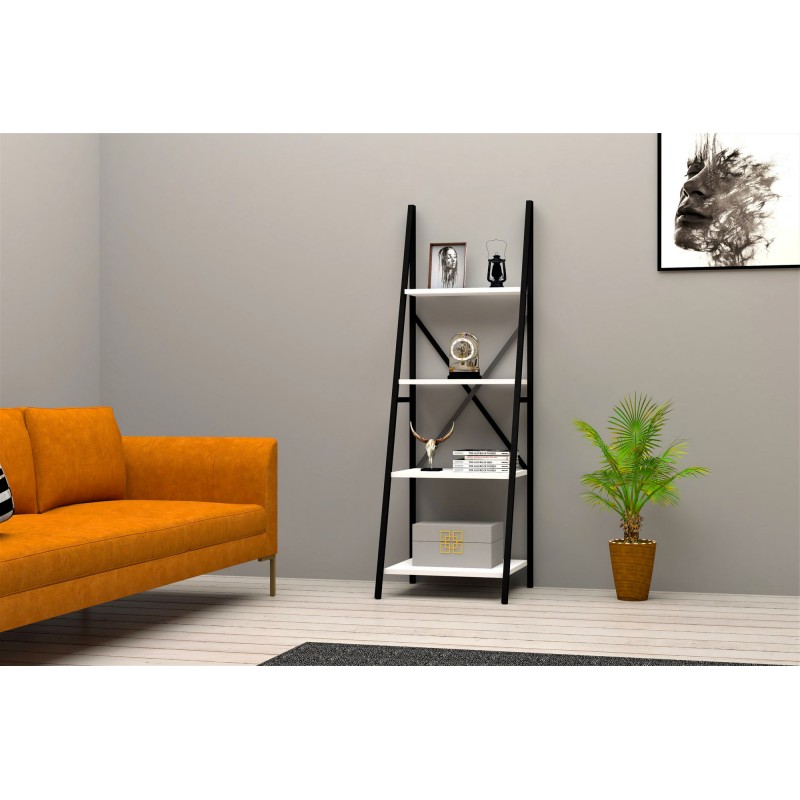 3662_0-800x800 Ραφιέρα Passi άσπρο μαύρο μελαμίνη μεταλλικός σκελετός 50x44x150εκ ed3662 - Image 1