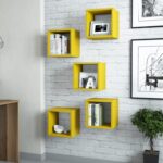 Ραφιέρα τοίχου Box κίτρινη μελαμίνη 30x24cm ed3680 - Image 3